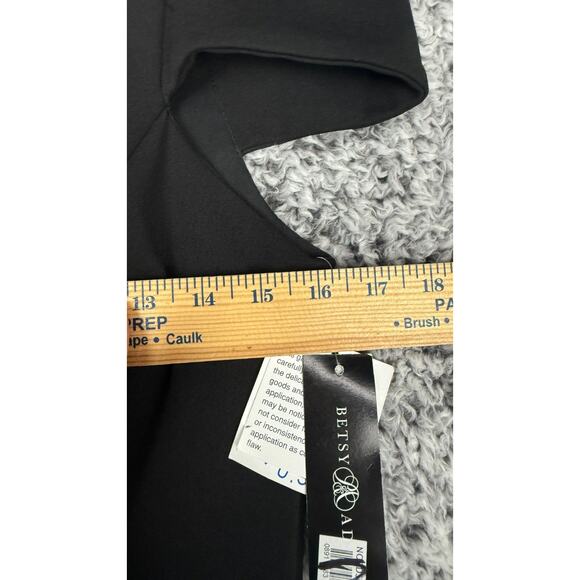 Betsy & Adam One-Shoulder Black Evening Gown Size 10 V-Neck Floor Length Train - Picture 6 of 10